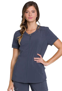 INFINITY Zip Front V-Neck Top